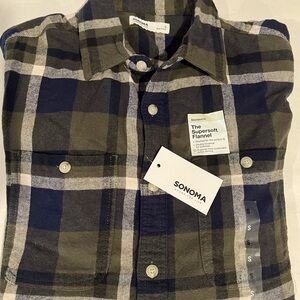 NWT Sonoma flannel shirt size S color green